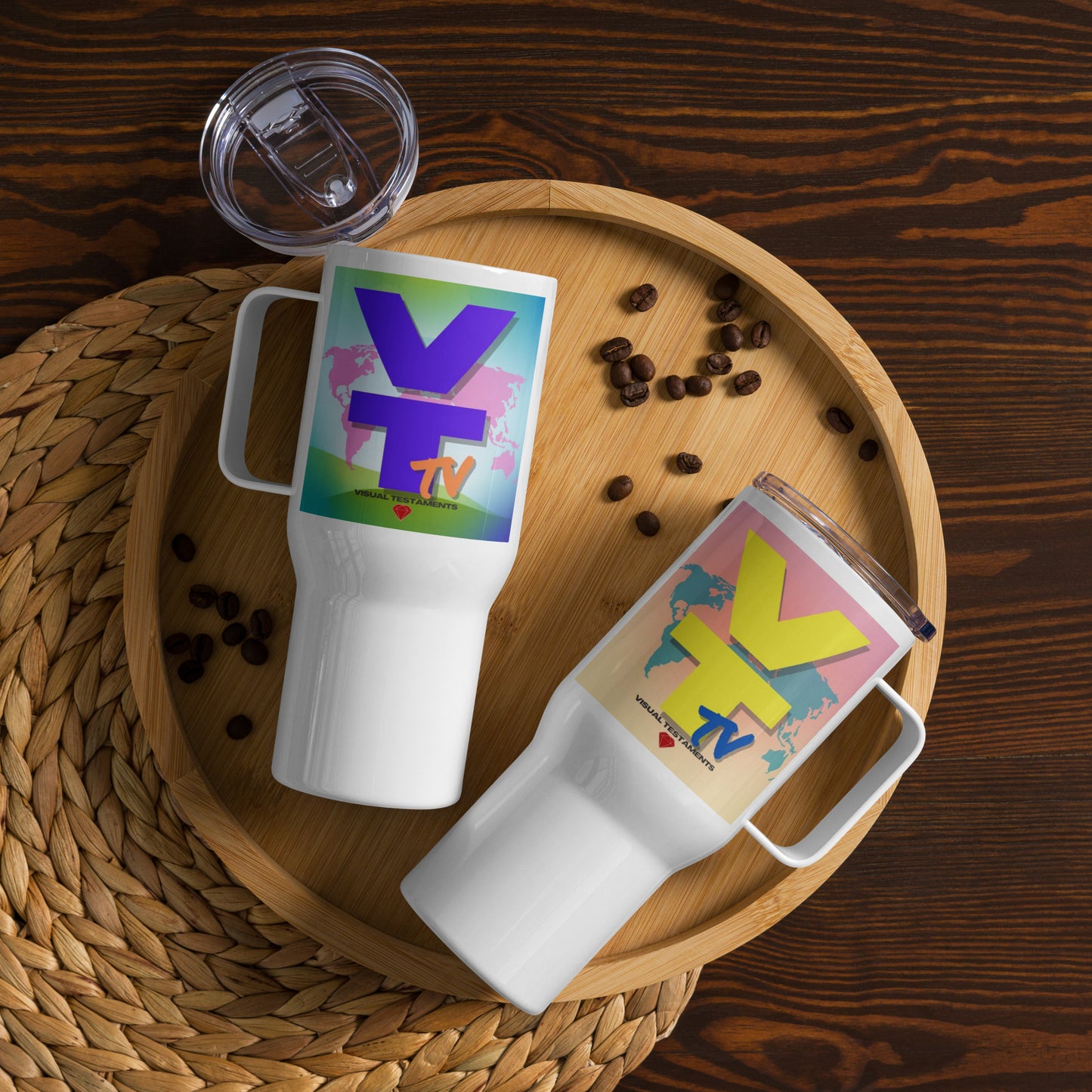VT TV DUAL SIDED Travel mug with a handle