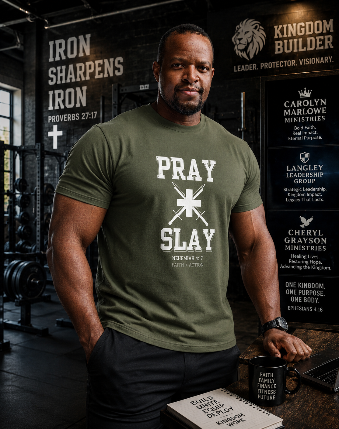 Nehemiah 4:17 Pray + Slay Graphic Tee