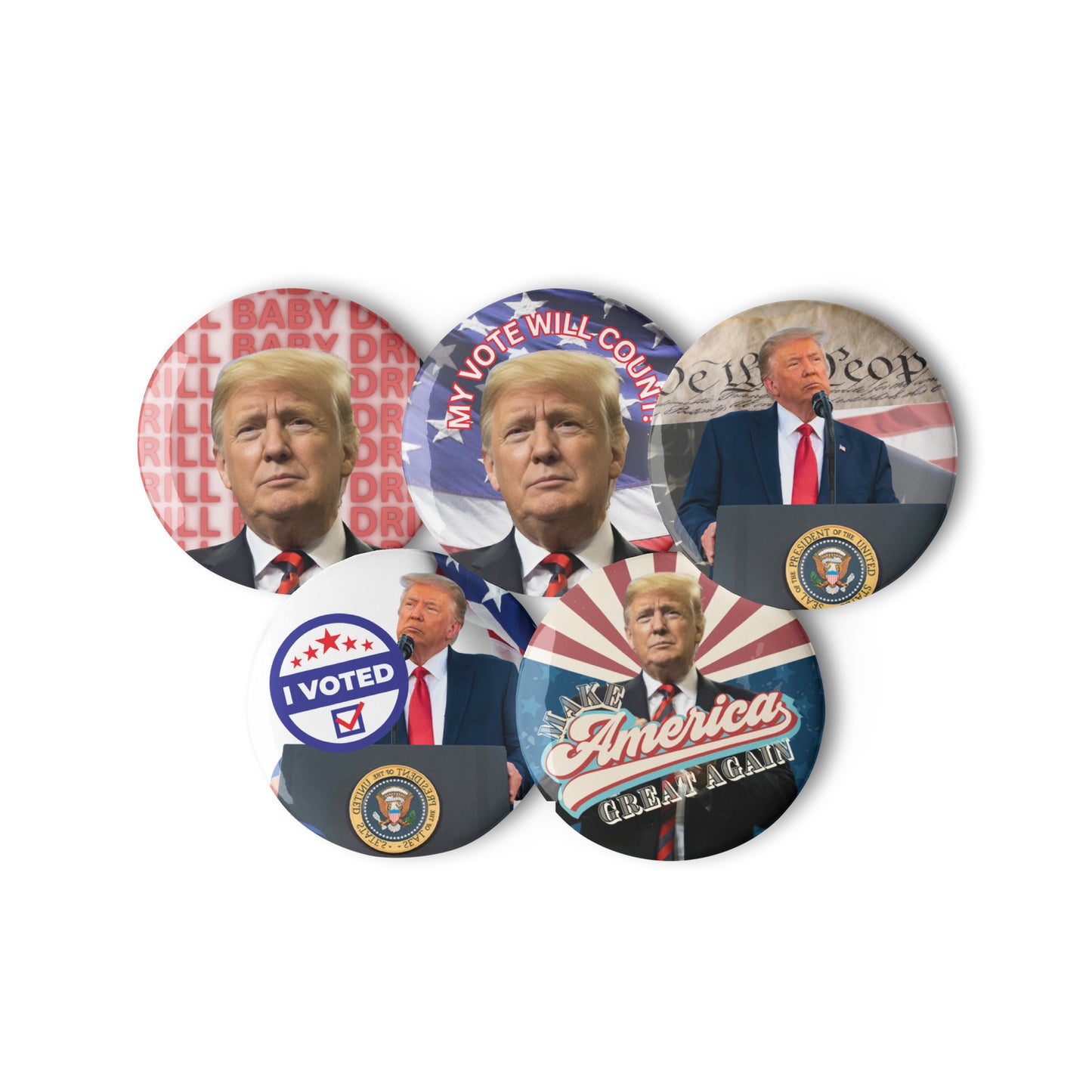 Set of MAGA TRUMP pin buttons