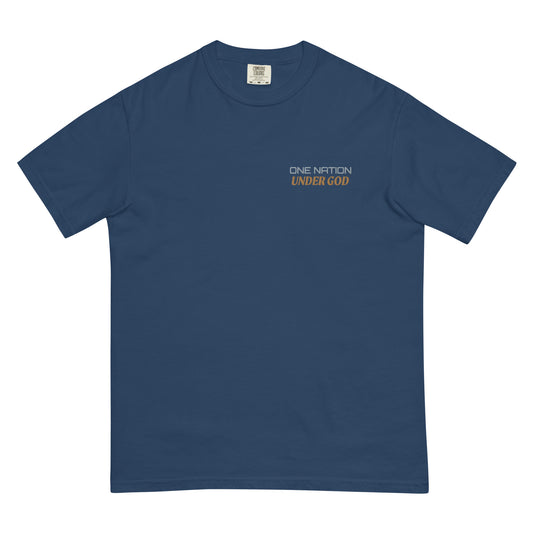 ONE Nation UNDER God - Emboidered Unisex garment-dyed heavyweight t-shirt