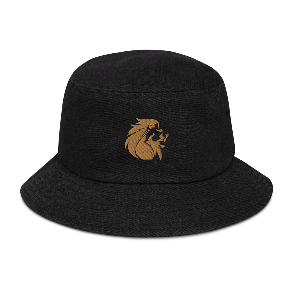 Judah | Old Gold Embroidered | Black & Denim bucket hat